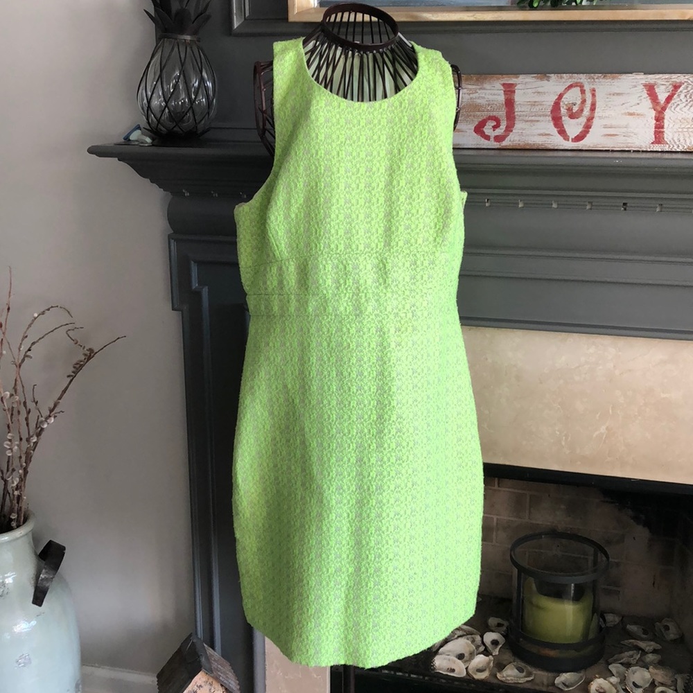 J crew dress, Razorback green and gray